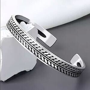 Sterling Silver Pattern Bangle Cuff Bracelet